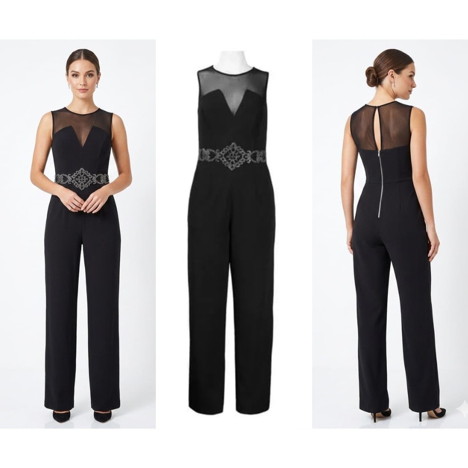 Js Boutique Illusion Neckline Embellishedjumpsuit